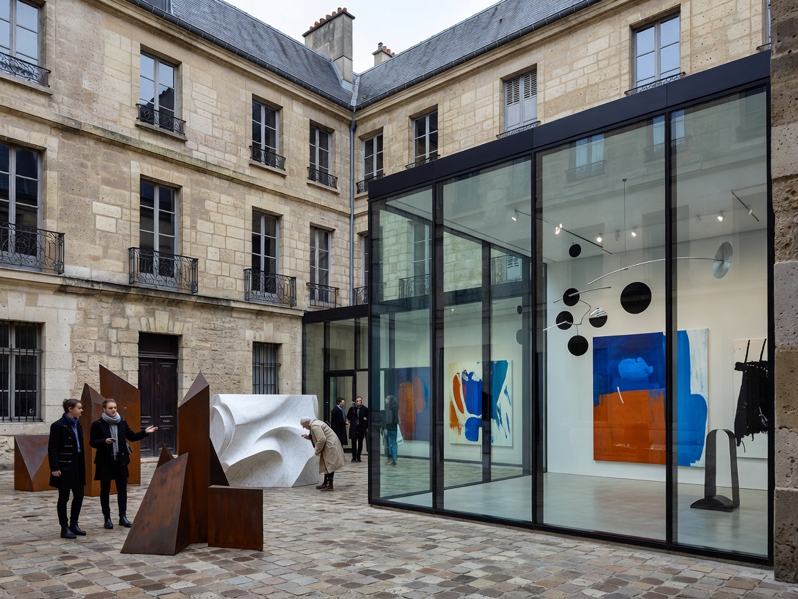 Historic Parisian courtyard housing a contemporary art gallery