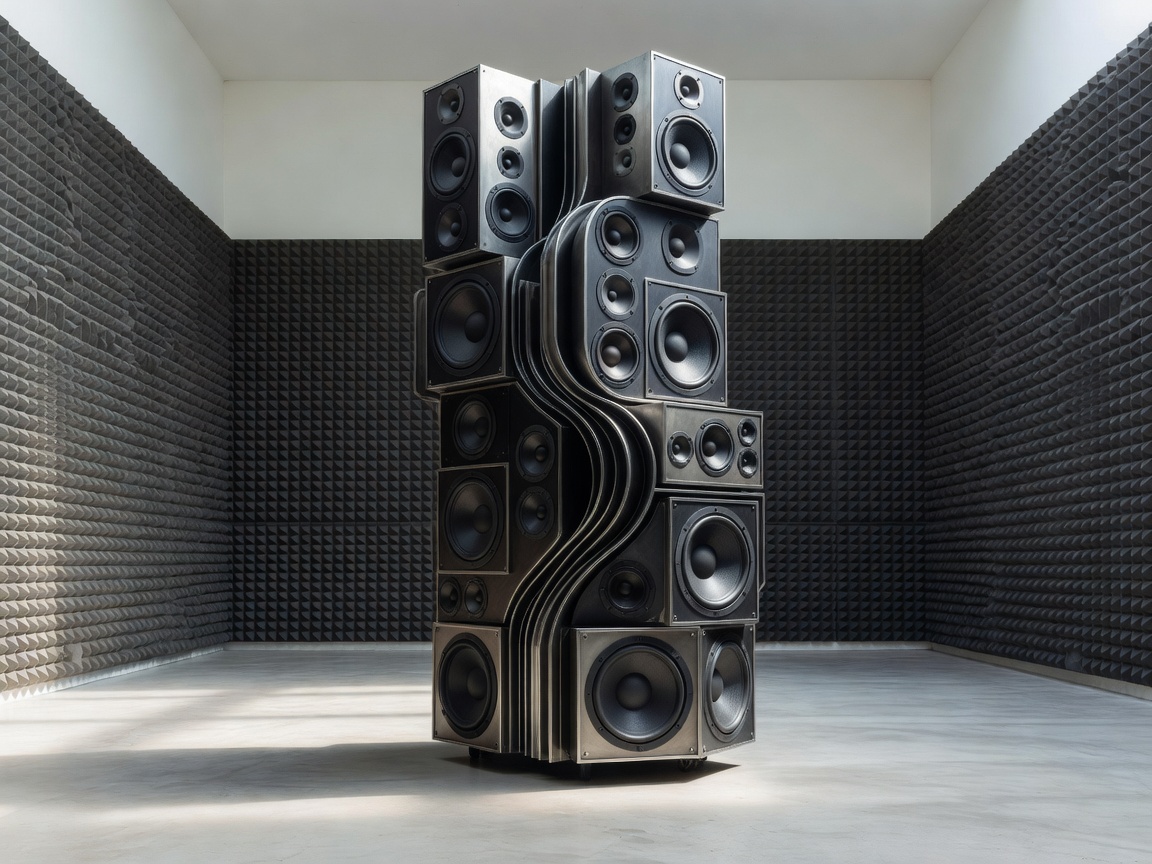 Sculptural multi-channel speaker array in an acoustic gallery space